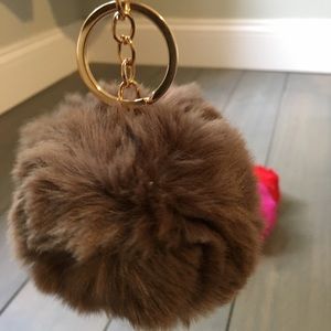 Brown Pom Pom Keychain